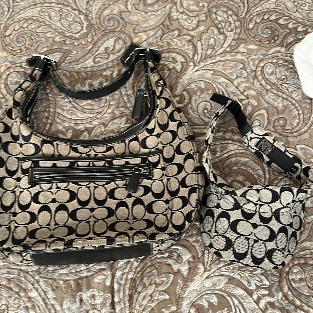 Coach black and white signature C bag and visor.  Price is for both.